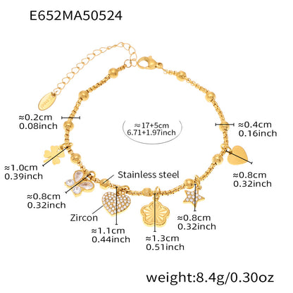 B廠 【E638】INS風不鏽鋼18k真金5A鋯石幾何多配件DIY手鍊腳鍊夏日飾品 25.06-1
