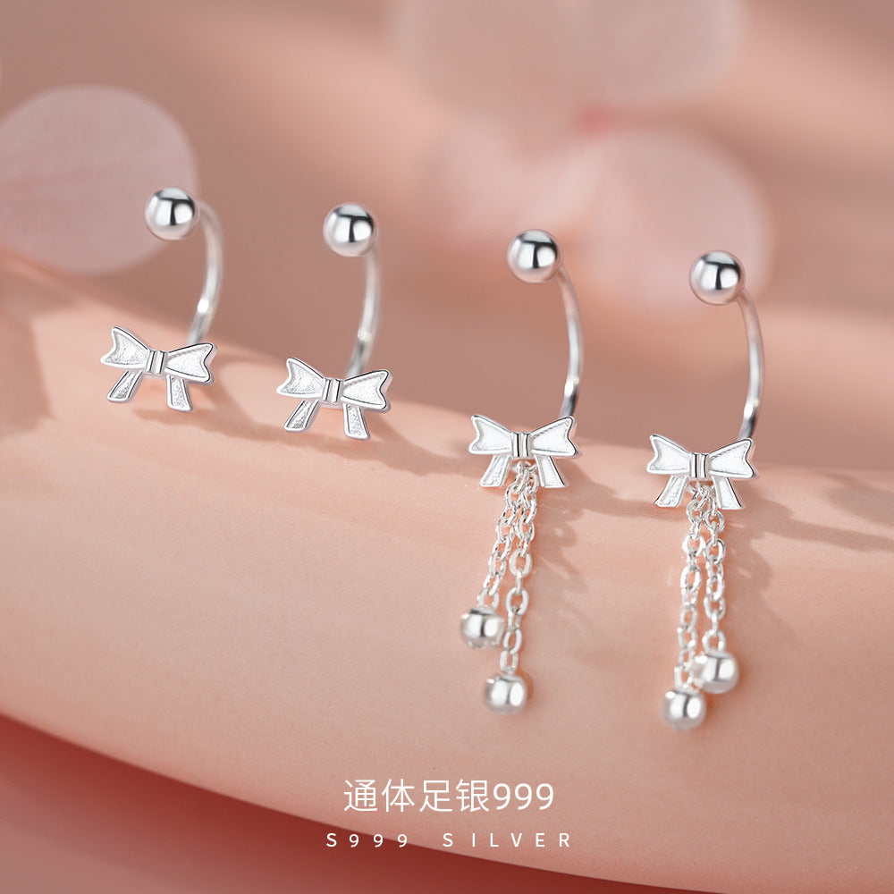 D廠【YC4084E】足銀S999蝴蝶U型螺絲款耳環氣質田園風精美溫柔養耳洞耳飾 26.07-1