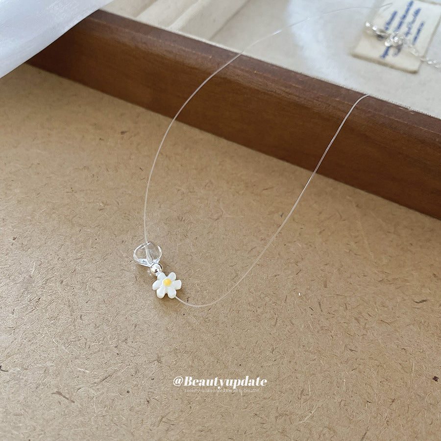 A廠【HN9518】貝殼花朵水晶吊墜項鍊度假風時尚簡約鎖骨鍊個性小眾設計感頸鍊女 25.07-3