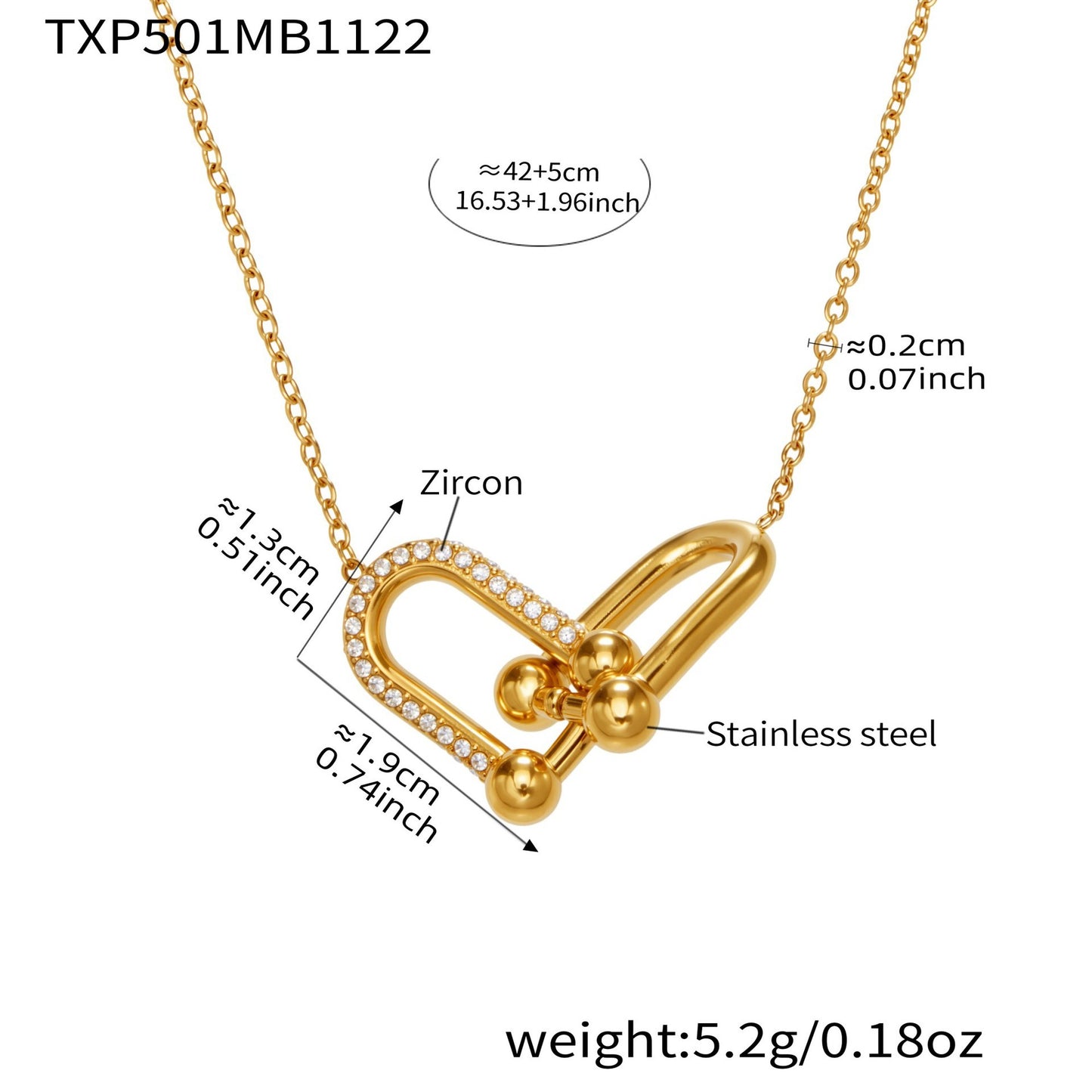 B廠【TXP501】不銹鋼馬蹄扣帶鑽飾品耳環戒指手鍊項鍊首飾套裝鍍18k真金不掉色
 25.11-4