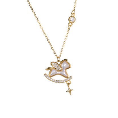 E廠【XDQ0230N】925純銀天使木馬項鍊女小眾設計百搭2026年本命年鎖骨鏈
 25.12-2