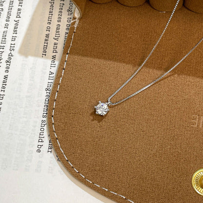 F廠【DQ0024N】S925純銀簡約六爪單鑽項鍊女輕奢高級感閃鋯吊墜百搭鎖骨鏈潮
 25.09-3