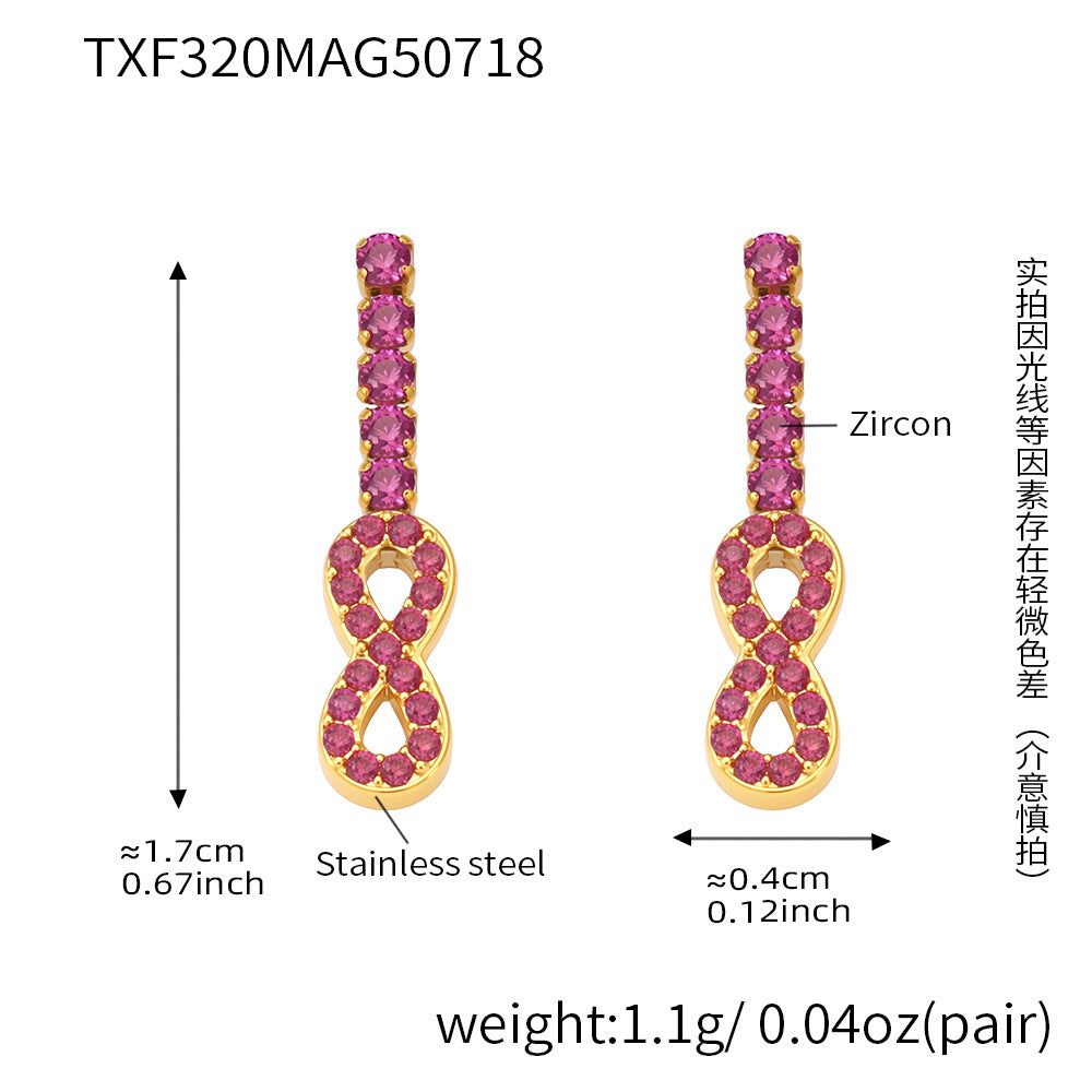 B廠【TXP320】不鏽鋼5A鋯石2mm迷你爪鑽鏈8字耳環手鍊項鍊首飾組不掉色 25.08-2