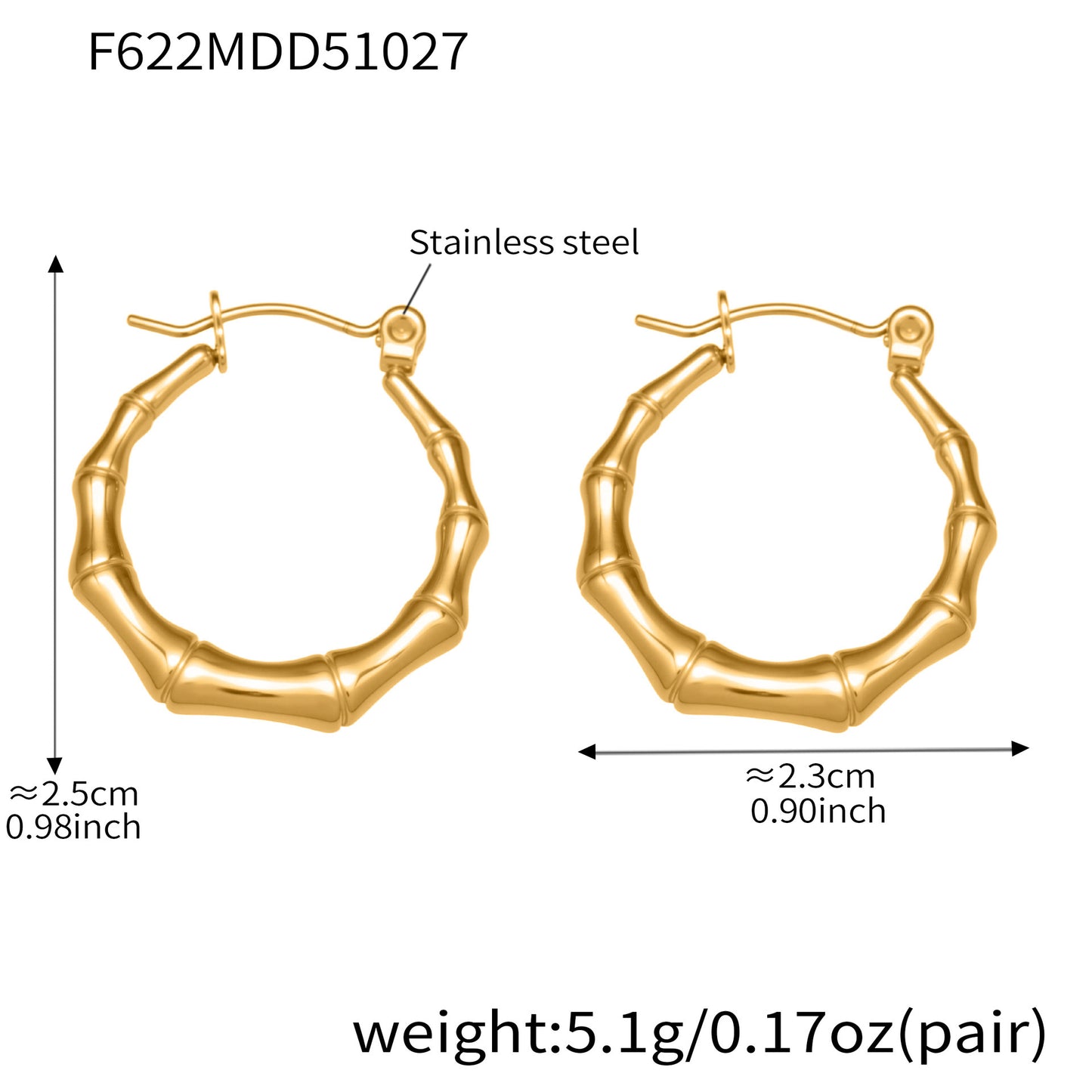 B廠【F622】不銹鋼幾何竹節U型耳環ins小眾設計耳環鍍18k真金珠寶首飾
 25.11-1