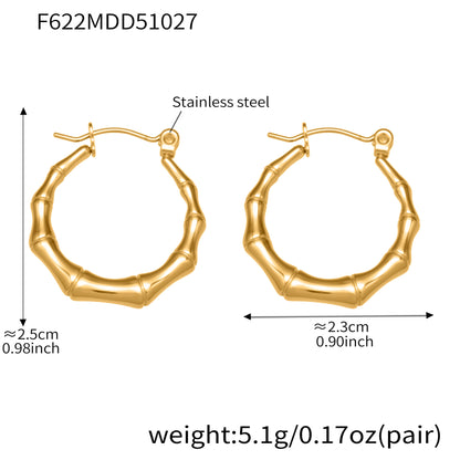 B廠【F622】不銹鋼幾何竹節U型耳環ins小眾設計耳環鍍18k真金珠寶首飾
 25.11-1