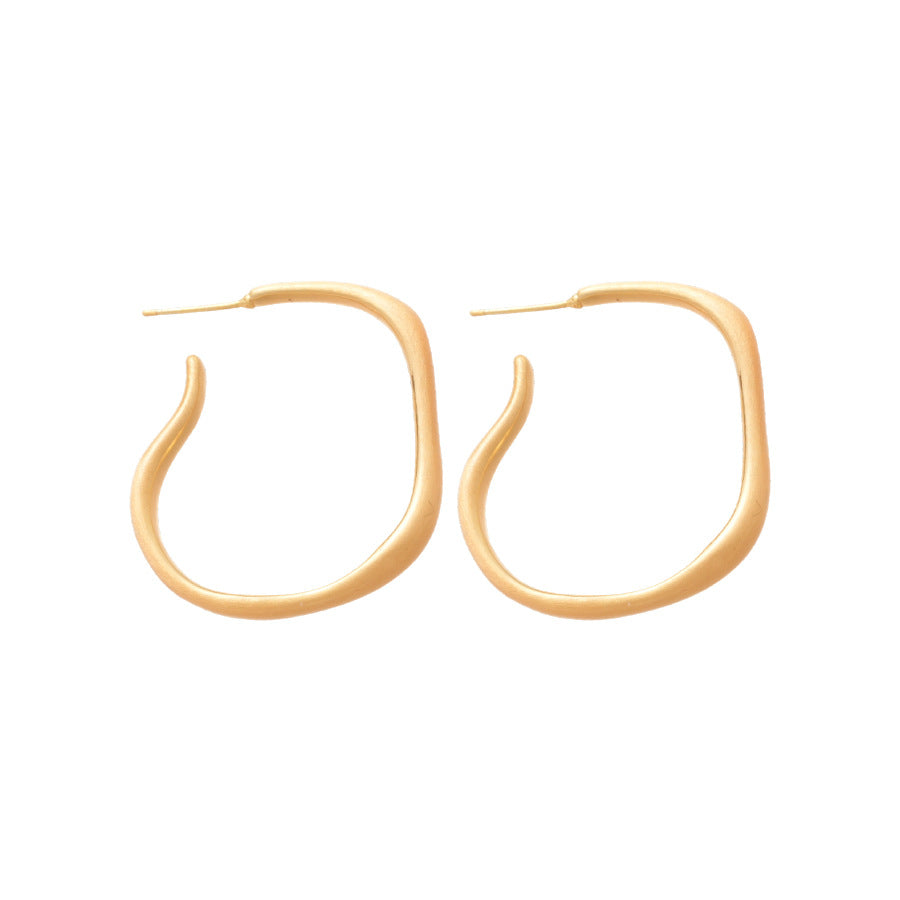 A廠【HE25734】真金電鍍925銀針不規則霧面金屬耳圈輕奢高級感耳環冷淡風小眾耳飾女
 25.11-1