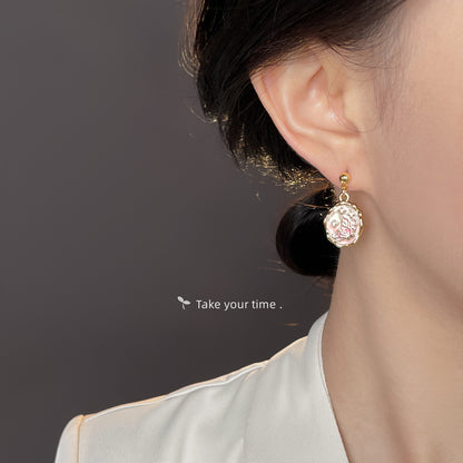 A廠【6591】清新甜美手工滴油漸層粉紅色蝴蝶耳環田園風新款手工耳環飾品女
 25.08-5