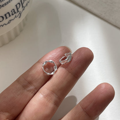F廠【XDQ10154E】S999純銀雙層莫比烏斯環耳扣女高級感素圈疊戴耳環冷淡風耳飾
 25.11-2