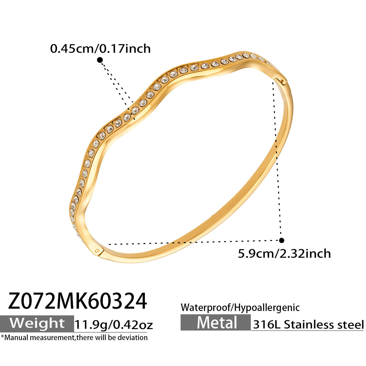 B廠【Z063】歐美INS風鑲5A鋯石滿鑽環形不鏽鋼手鐲組合簡約時尚氣質手飾
 26.04-1