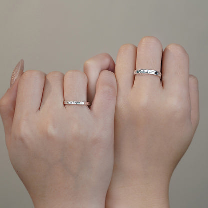 D廠【YC3563R】S999足銀凹凸面戒指情侶對戒冷淡風小眾輕奢個性時尚手飾 25.02-2