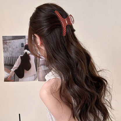 C廠【X137】法式波點弧形醋酸抓夾大號髮量多後腦勺髮抓鯊魚夾子頭飾盤髮夾女
 26.04-3