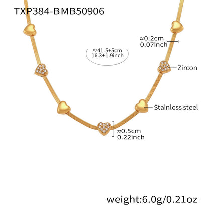 B廠【TXP499】不銹鋼蝴蝶結愛心鋯石滿鑽吊墜刀片鍊手鍊項鍊首飾組鍍18k真金
 25.11-4