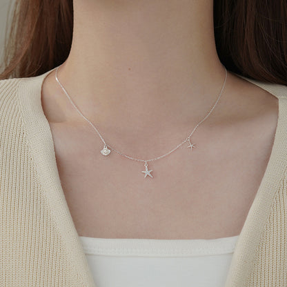 D廠【YC1419N】S925純銀貝殼星星項鍊氣質百搭甜美小眾清新文藝風鎖骨鏈 25.02-4