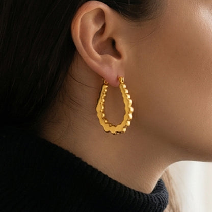 B廠【F053】歐美跨境熱銷款幾何U型凹凸耳環不鏽鋼鍍18k真金簡約時尚百搭耳飾
 26.02-1