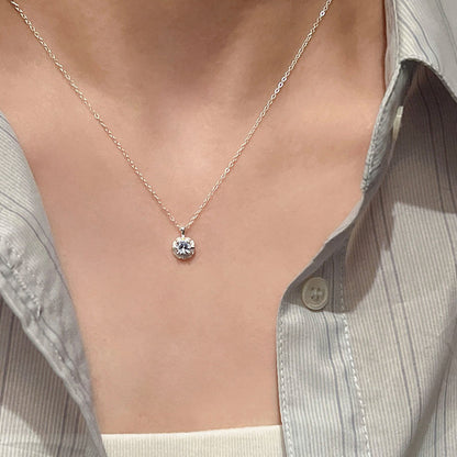 E廠【XDQ0677N】S925純銀日韓小眾藍鋯石花朵項鍊女ins輕奢花邊吊墜鎖骨鏈
 26.01-1