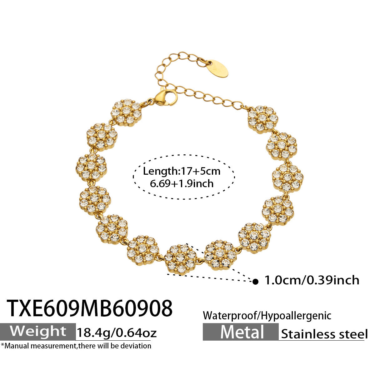B廠【TXP609】氣質彩色鑲鋯石花瓣不銹鋼項鍊手鍊耳環小眾女士潮酷超閃套裝飾品
 26.09-3