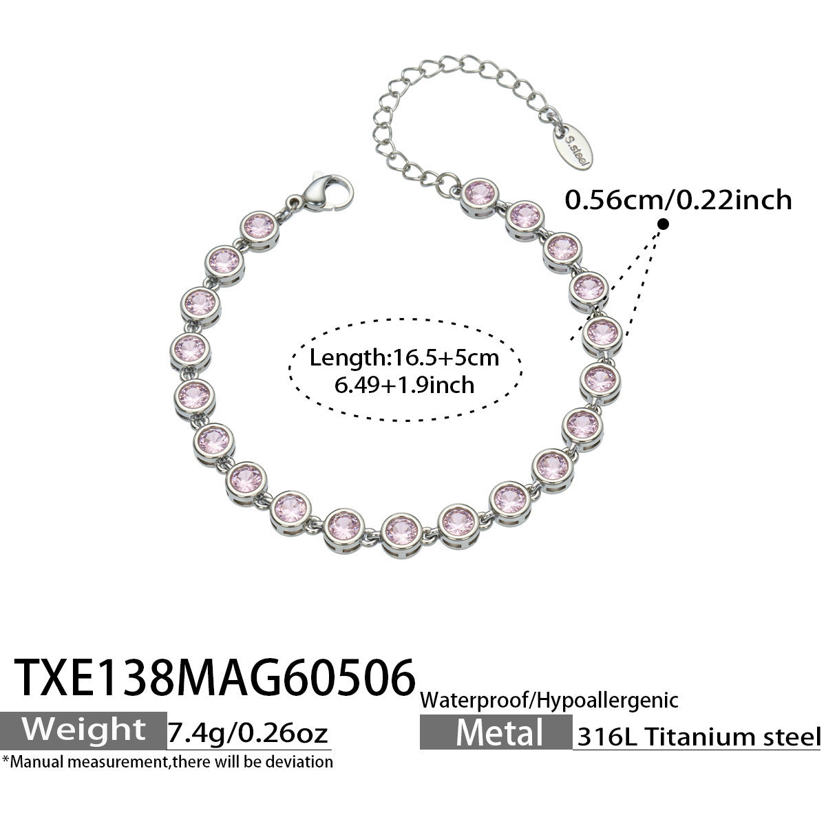 B廠【TXP138】chic奢華5A圓彩鋯石拼接項鍊手鍊套組不鏽鋼鍍18k金精緻時尚飾品
 26.05-2