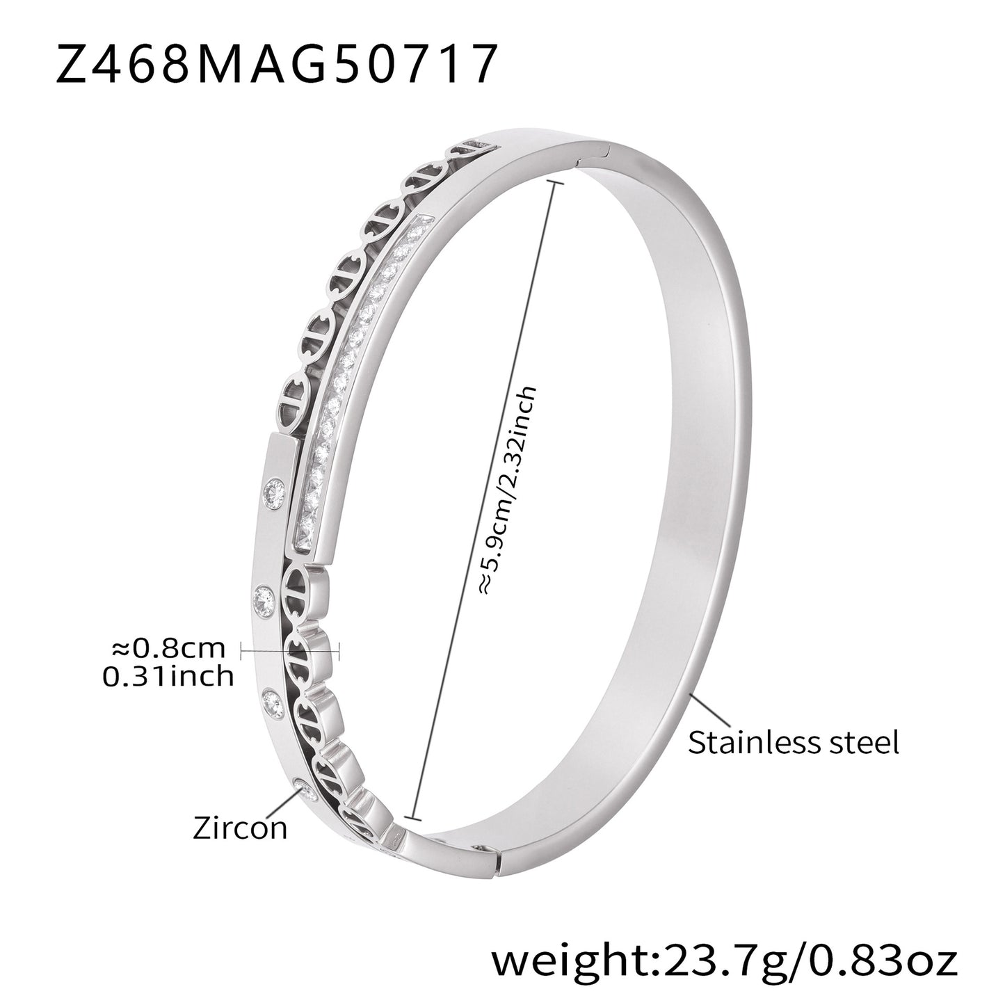 B廠【Z467】不鏽鋼回字四方焦石卡扣手鐲項鍊18k金個性百搭珠寶首飾 25.07-4