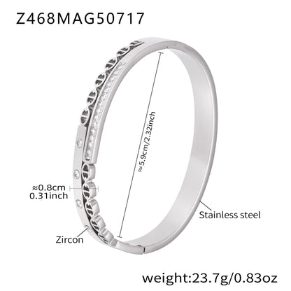 B廠【Z467】不鏽鋼回字四方焦石卡扣手鐲項鍊18k金個性百搭珠寶首飾 25.07-4