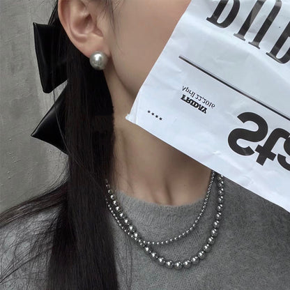 E廠【SE2163】韓版輕奢S925純銀銀灰色仿珍珠耳環正圓高級感小眾氣質耳飾品
 25.09-4