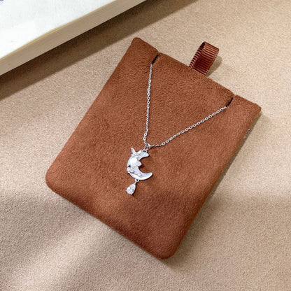 E廠【DQ0135N】小眾韓版S925純銀貝殼月亮項鍊女氣質輕奢蝴蝶水滴流蘇鎖骨鏈
 26.04-3