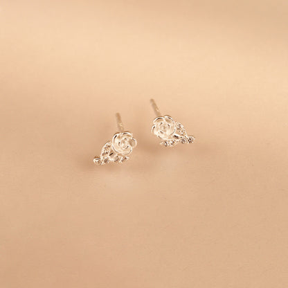 E廠【XDQ10684E】S999純銀甜美小清新玫瑰花耳環女精緻花朵微鑲百搭耳飾品
 26.03-2