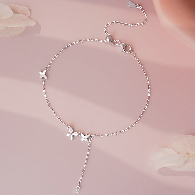E廠【YC5115SL】S925純銀清新蝴蝶結流蘇手鍊甜美風可愛百搭氣質休閒小眾手飾
 25.10-5