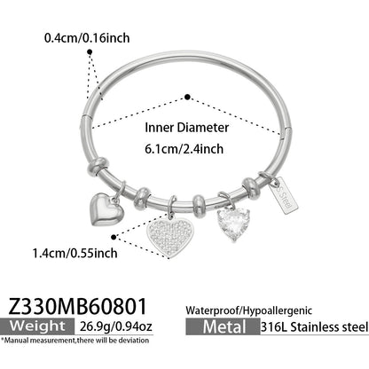 B廠【Z330】歐美幾何新款不鏽鋼鍍18k金 多愛心配件時尚百搭個性女飾品手鐲
 26.08-1
