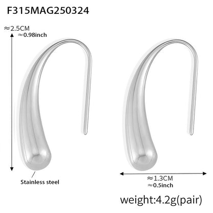 B廠【F315】水滴形耳鉤耳環極簡小眾設計感不鏽鋼PVD鍍18K真金跨境耳飾 25.03-4