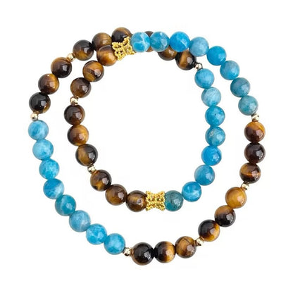 A廠【S240】雙層疊戴天然石磷灰石虎眼石手鍊文藝復古民族風新款手飾飾品 25.03-4