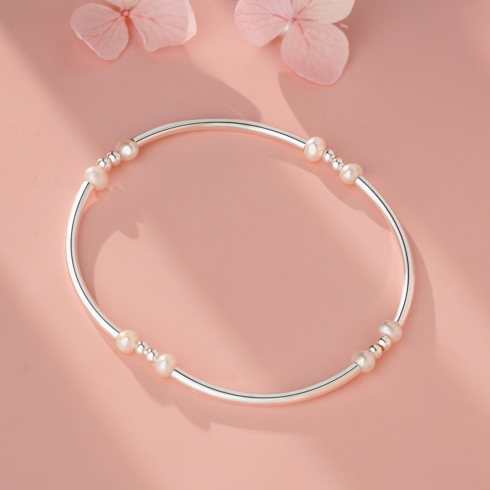 D廠【YC4711SL】足銀S999簡約圓珠珠珍珠手鍊女秋冬新款法式復古優雅溫柔手飾
 25.11-4