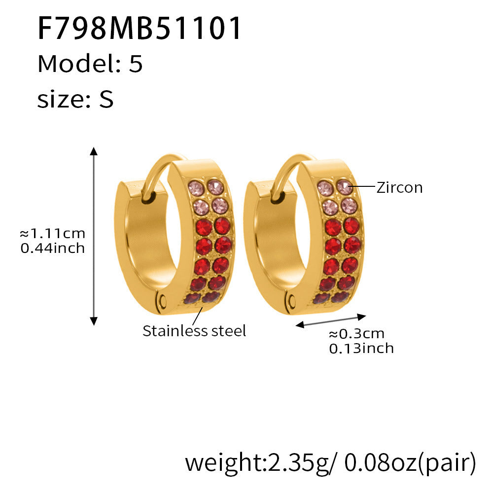 B廠【F798】簡約C型鑲彩鑽拼色鋯石耳扣不鏽鋼鍍18k真金輕奢小眾耳環女
 25.11-1