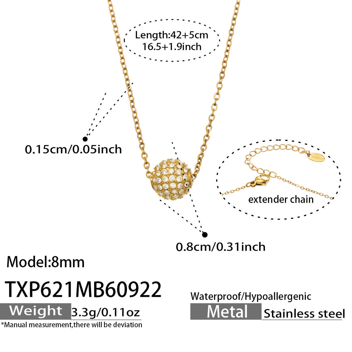 B廠【TXP621】 5A鋯石球體吊墜耳環手鍊項鍊飾品套裝
 26.09-4
