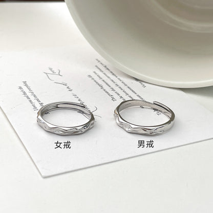 E廠【XDQ8007R】S999純銀高級感不規則肌理情侶戒指小眾精緻糖紙開口對戒男女
 26.06-4