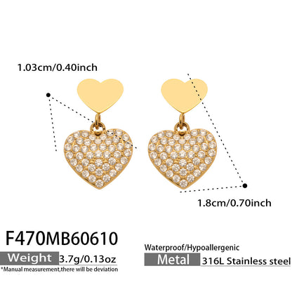 B廠【F470】歐美時尚愛心滿鑽鋯石耳環 跨境熱賣新款不鏽鋼18k金耳環耳飾女
 26.06-3