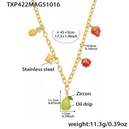 B廠【TXP422】跨境設計5A鋯石彩色滴油夏日水果多配件吊墜項鍊手鍊套裝女
 25.10-4
