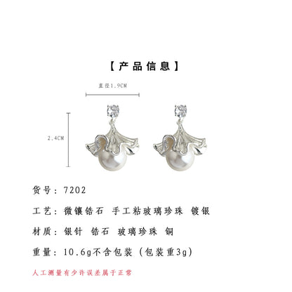 A廠【7202】小眾裙邊裙擺925銀針鋯石花朵新款個性清新甜美耳飾耳環 飾品
 25.12-1