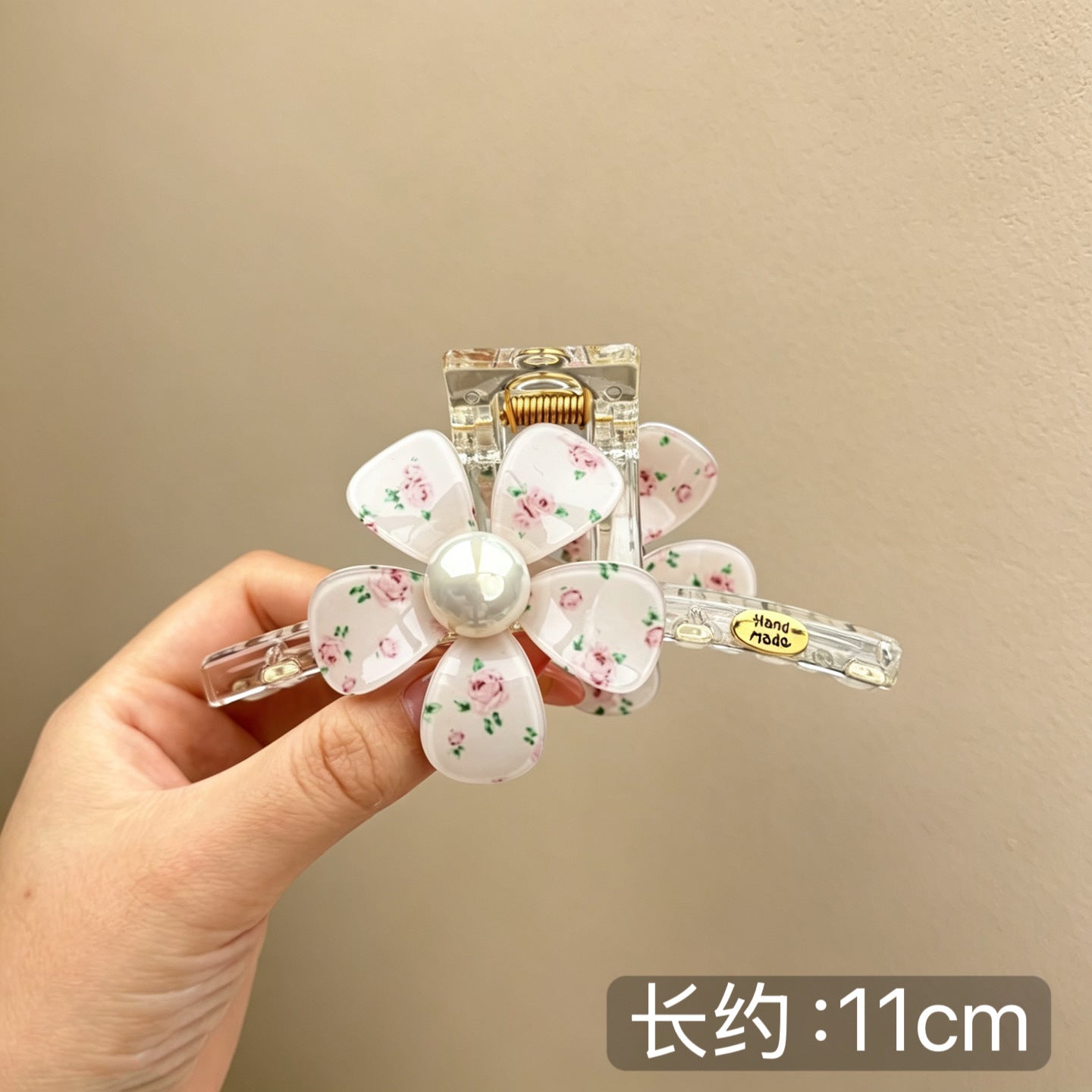 C廠【X519】花朵透明抓夾女後腦勺髮夾氣質盤髮鯊魚夾子大號髮量多蝴蝶結髮飾
 26.06-4