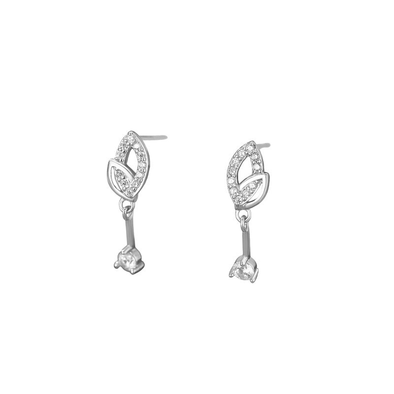 E廠【YC4083E】S999足銀精美樹葉鋯石耳環女森系輕奢氣質小眾高級感耳飾
 25.10-3