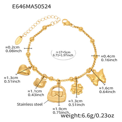 B廠 【E638】INS風不鏽鋼18k真金5A鋯石幾何多配件DIY手鍊腳鍊夏日飾品 25.06-1