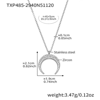 B廠【TXP485】歐美熱銷新品不銹鋼5A鋯石八芒星月牙吊墜耳環項鍊首飾套裝
 25.11-4