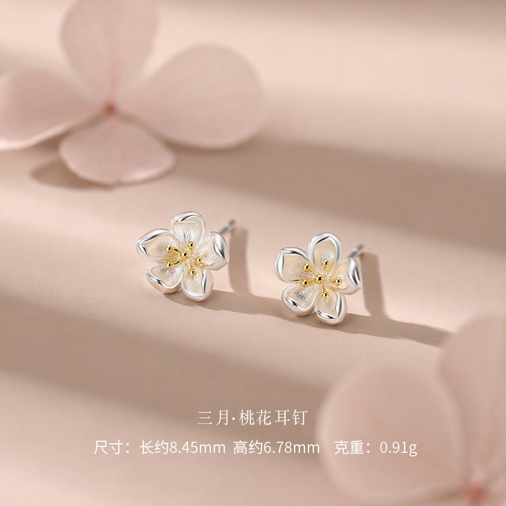 D廠【YC6717E】足銀S999十二月花神簡約精緻小清新小眾溫柔古風甜美獨特耳飾
 26.09-3