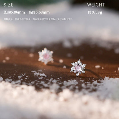 D廠【YC5733E】足銀S999雪花鋯石耳環韓風新款創意甜美風溫柔聖誕養耳洞耳飾
 25.12-3