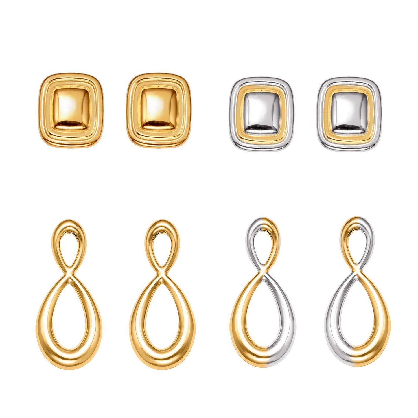 B廠【F625】跨境新款不鏽鋼空心8子耳環ins小眾設計耳環鍍18k金不掉色
 25.11-1