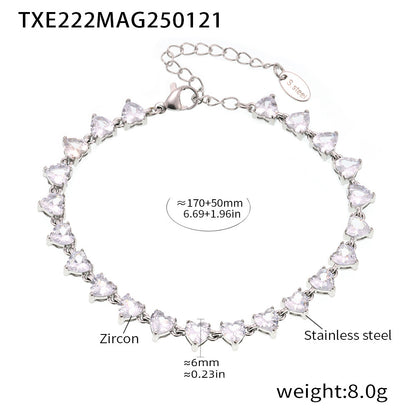 B廠【TXP222】歐美飾品時尚新款愛心型5A鋯石鎖骨鏈項鍊小眾女式首飾套裝 25.02-2
