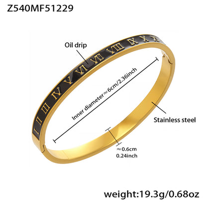B廠【Z260】不鏽鋼羅馬數字滴油十字卡扣手鐲多款造型手環組合飾品鍍18k真金
 26.01-1