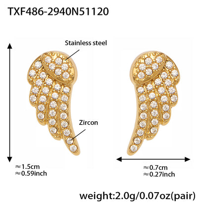 B廠【TXP486】超閃5A鋯石小翅膀造型手鍊項鍊耳環戒指組不鏽鋼鍍18k金
 25.11-4