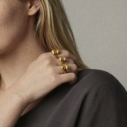 B廠【A027】歐美跨境ins小眾設計逗號水滴開口戒指不銹鋼鍍18k真金光面指環女
 26.02-1