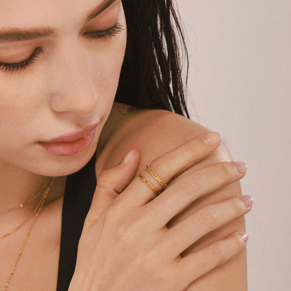 B廠【A133】ins跨國不銹鋼材質簡約復古鏤空疊戴戒指食指戒百搭指環女 25.03-1