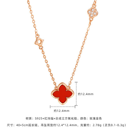 E廠【DQ2216N】原始設計四葉草合集幸運四葉草項鍊女五花瑪瑙手鍊高級感耳飾
 25.08-5